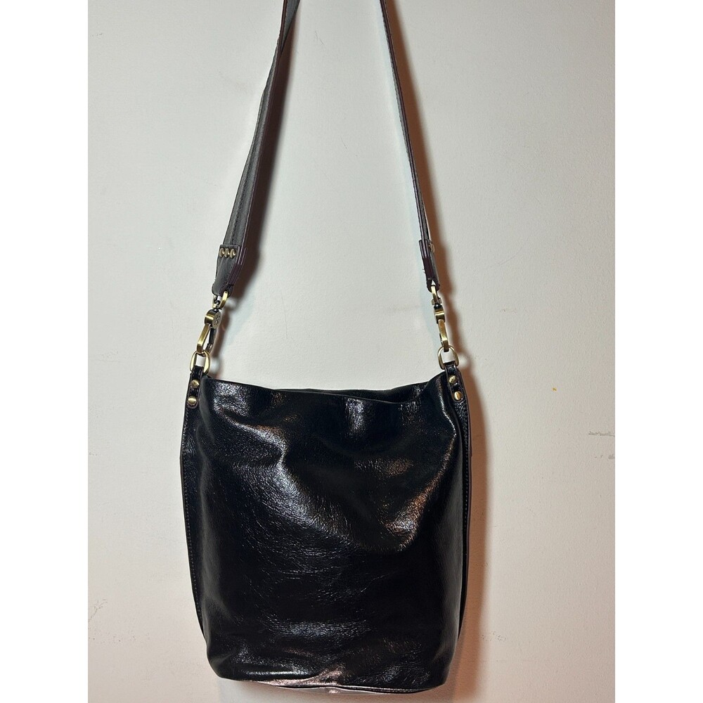 HOBO International Black Polished Leather Bucket Bag Purse Handbag - Picture 10 of 16